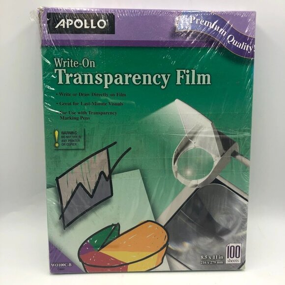 Apollo Write On Clear Transparency Clear Film for Markers Box Open Box 8.5 x 11 - Picture 2 of 8
